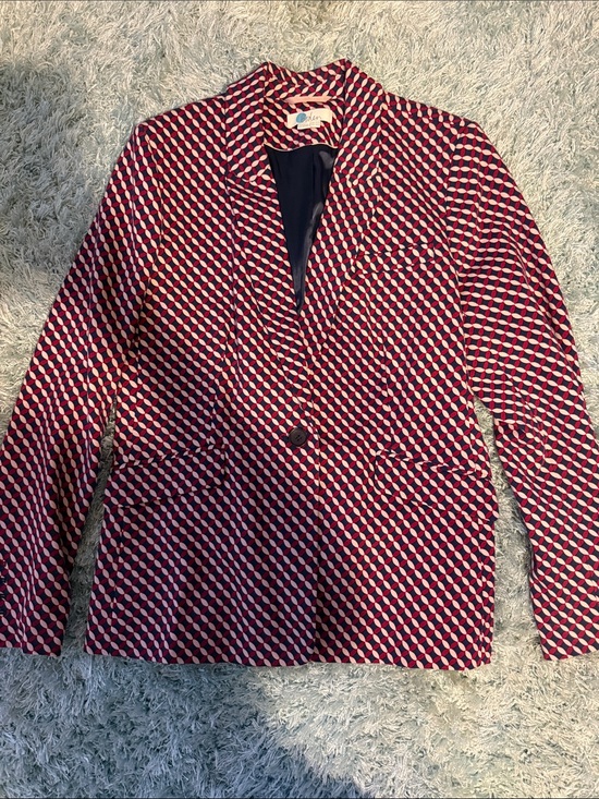 Boden Jackets & Blazers - Boden Pink and Black Geometric Single-Button Blazer